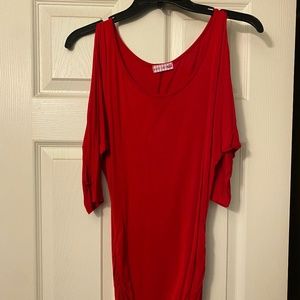 Red ruched sides top